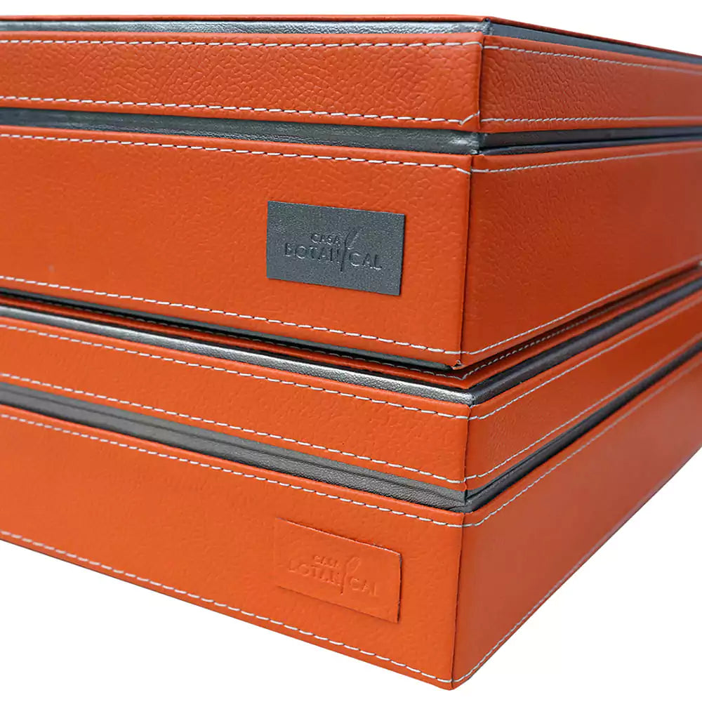 Faux Leather Dual Tone Storage Gift Box With Antique Lock Set of 2