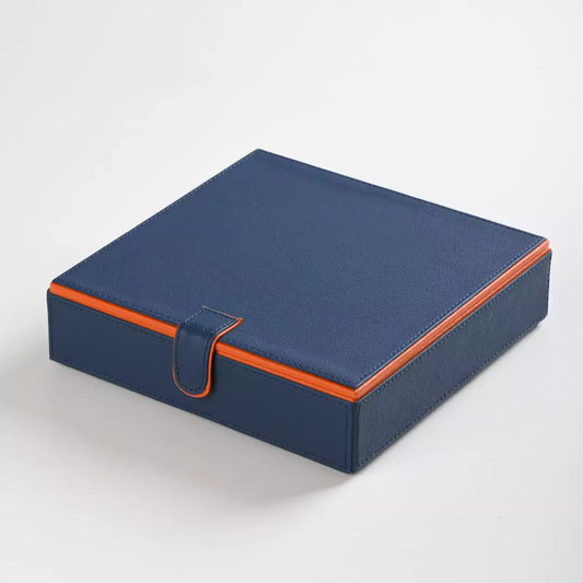 Blue Faux Leather Large Storage Box with Magnetic Lock