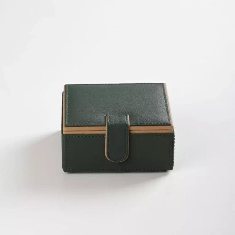 Green Faux Leather Small Storage Box with Magnetic Lock