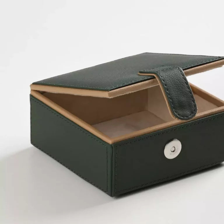 Green Faux Leather Small Storage Box with Magnetic Lock