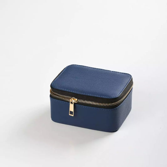 Blue Faux Leather Watch / Jewellery Travel Box