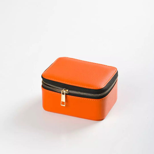 Orange Faux Leather Watch / Jewellery Travel Box