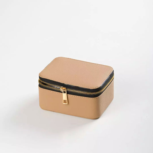 Beige Faux Leather Watch / Jewellery Travel Box