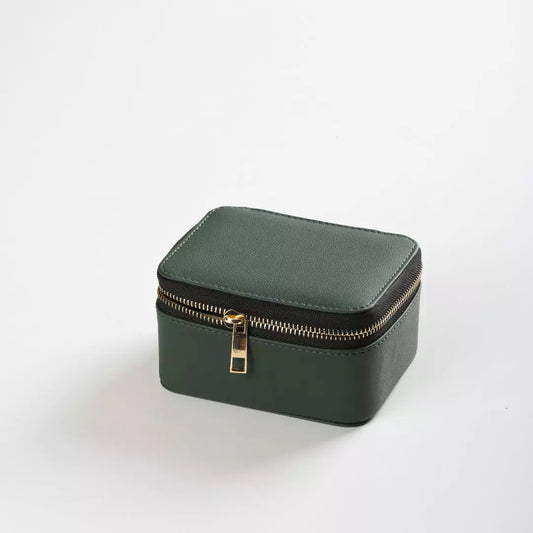 Green Faux Leather Watch / Jewellery Travel Box